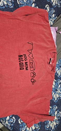 Customer photo review of Dog Mom Embroidered Comfort Colors Shirt