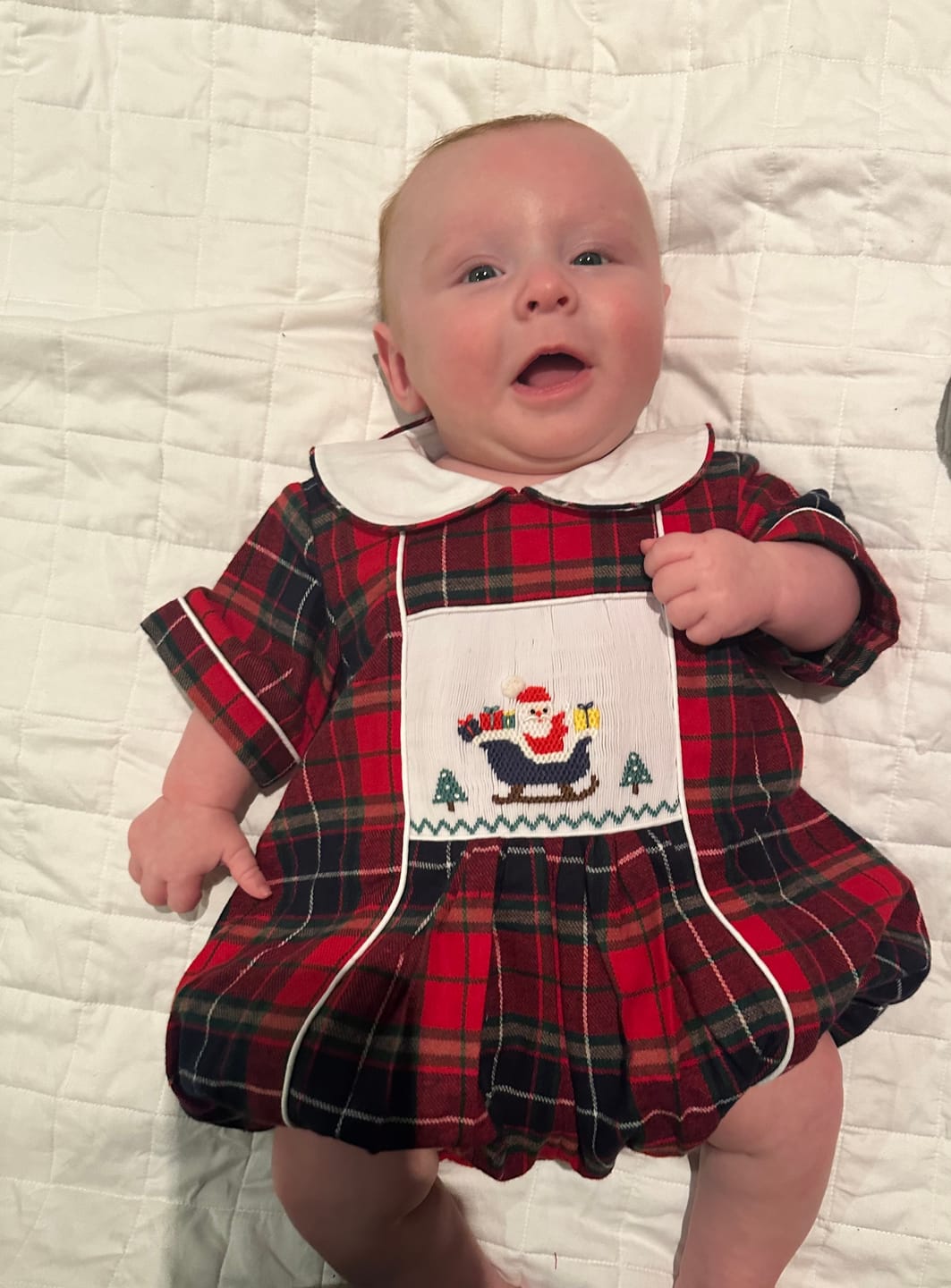 Customer photo review of Santa’s Sleigh Boys Bubble Romper