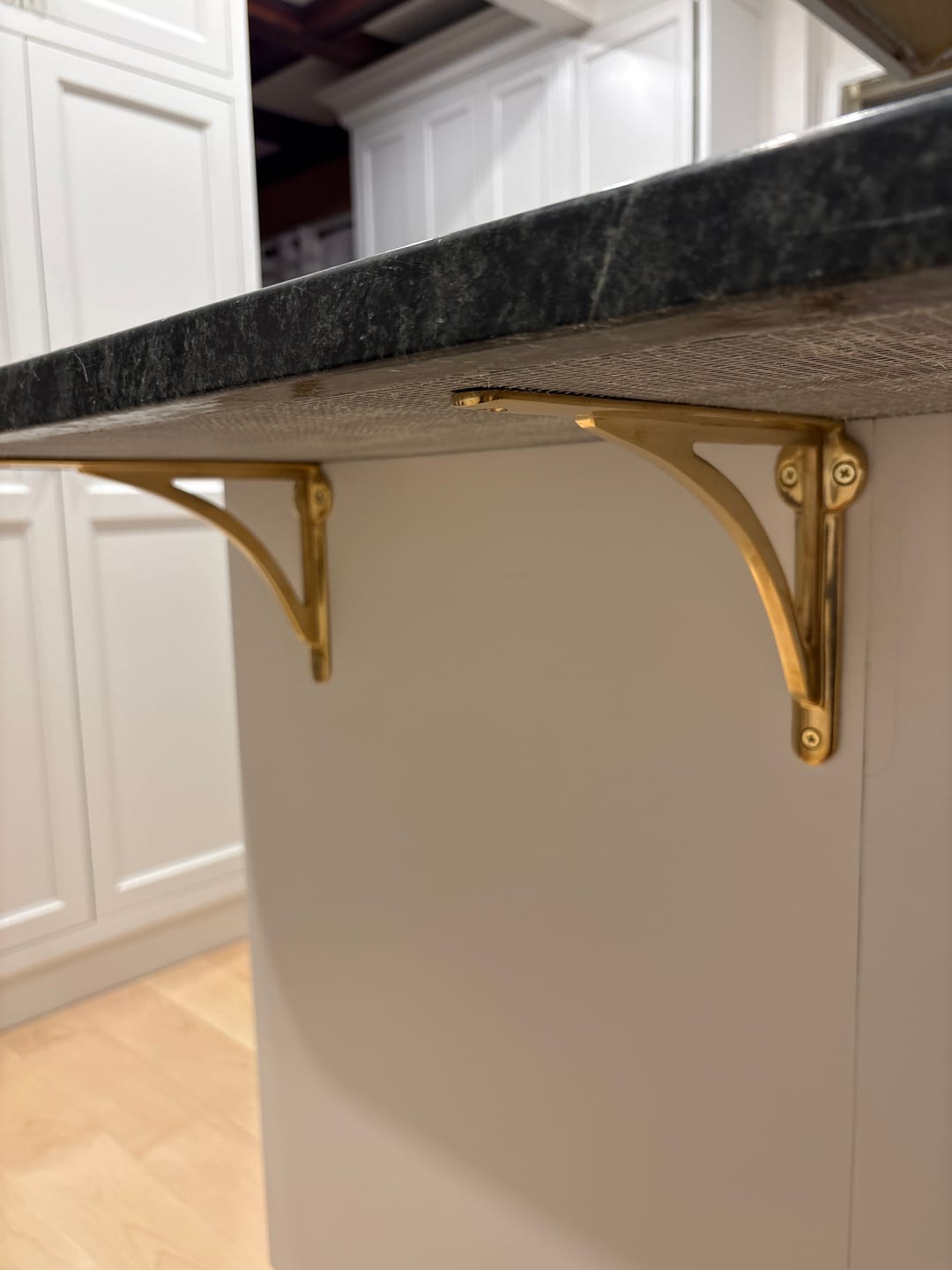 Customer photo review of Arched Shelf Bracket - Unlacquered Polished Brass