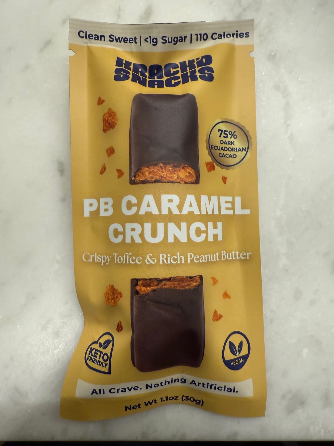 Customer photo review of Dark Chocolate Peanut Butter Caramel Crunch (Keto | Vegan) (Pack of 5)