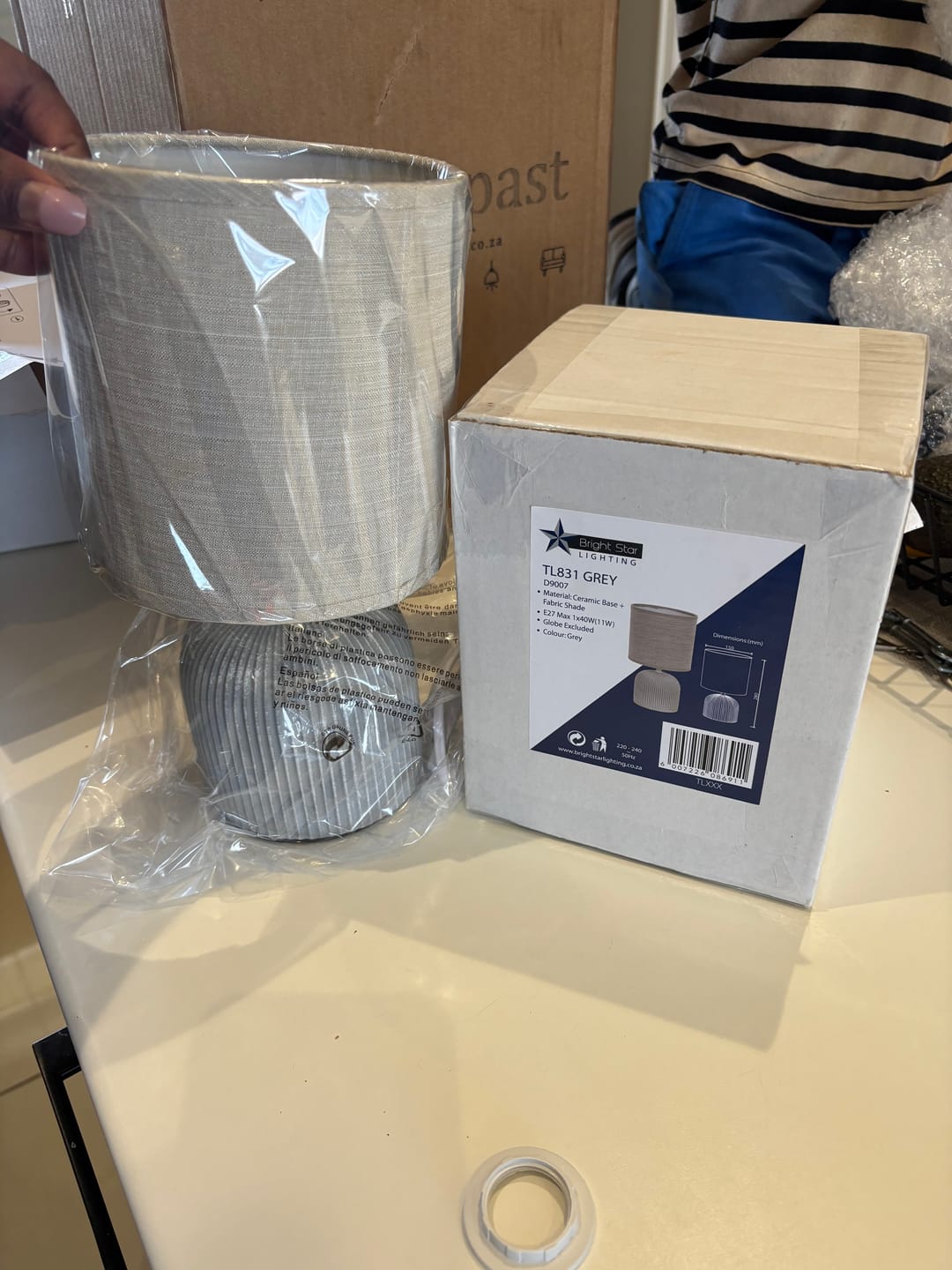 Customer photo review of Solan Ceramic Table Lamp Beige | Grey | Brown