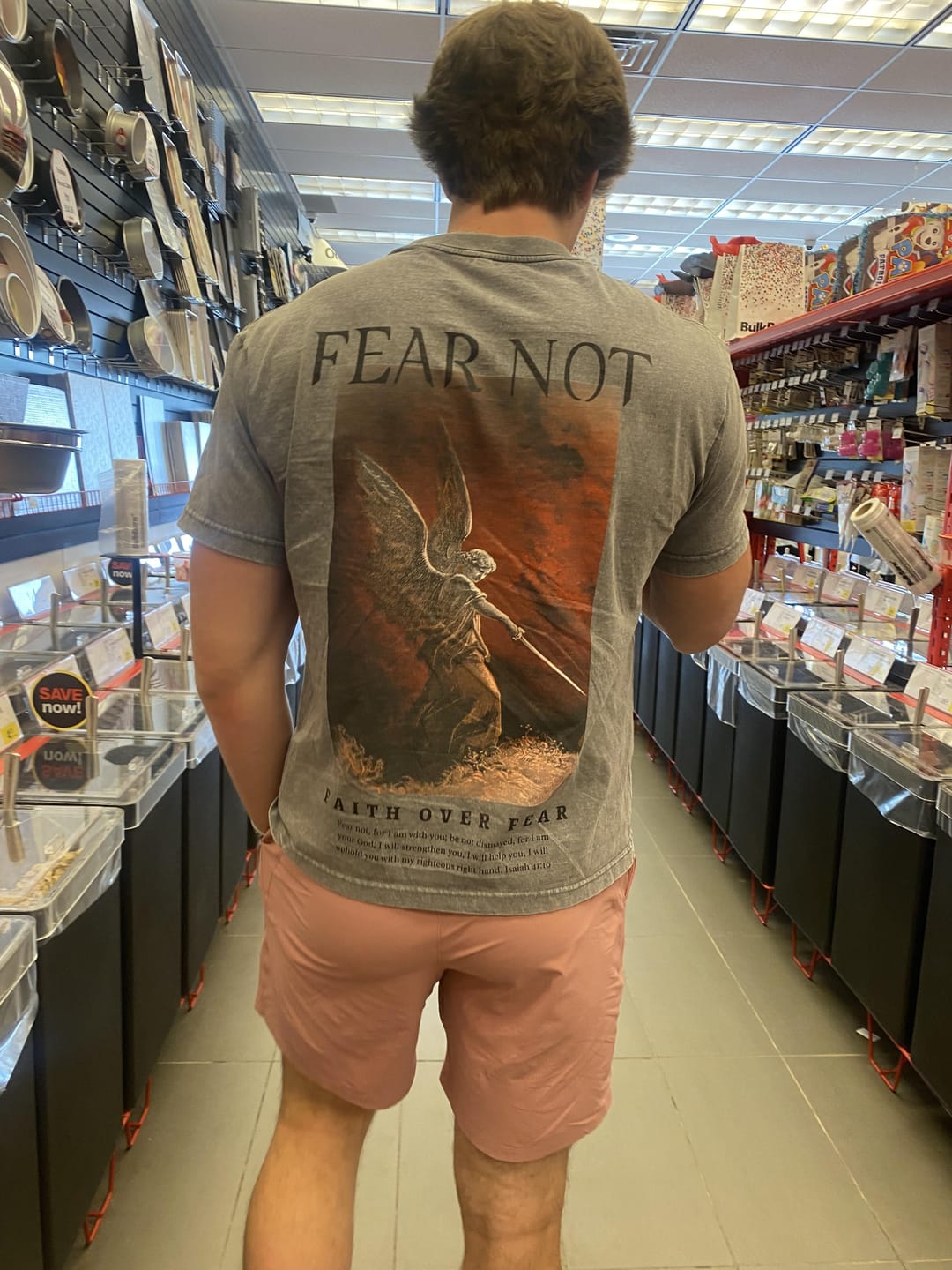 Customer photo review of Faith Over Fear Shirt - Acid Grey