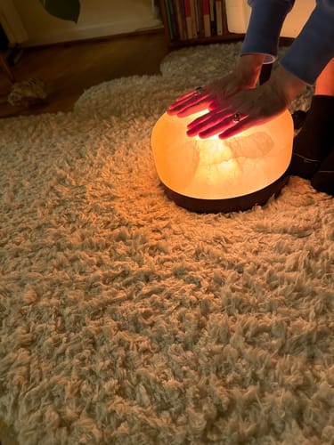 Customer photo review of 11" Himalayan Salt Dome Lamp HIGH TOP for Hands and Feet - DUAL BULBS