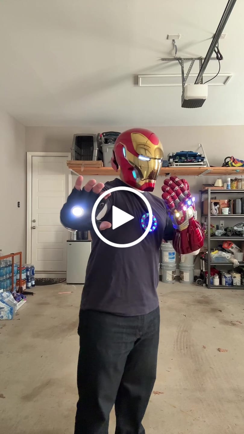 Customer video review of Delivered in 7-14 days  | Mechahead IronMan  Mk50 MK5 Helmet | English version | Voice Control | 1: 1 Real Person Wearable