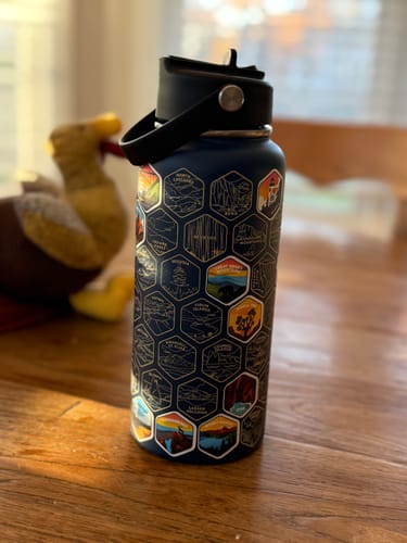 Customer photo review of Lets Wander™ National Parks Water Bottle + Stickers