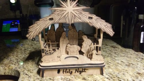 Customer photo review of Laser cut Nativity scene miniatures candle holder svg file