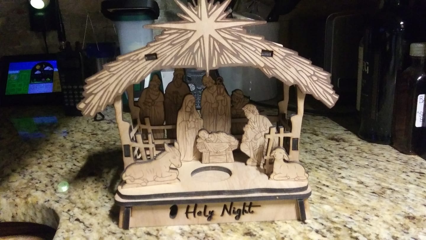 Customer photo review of Laser cut Nativity scene miniatures candle holder svg file