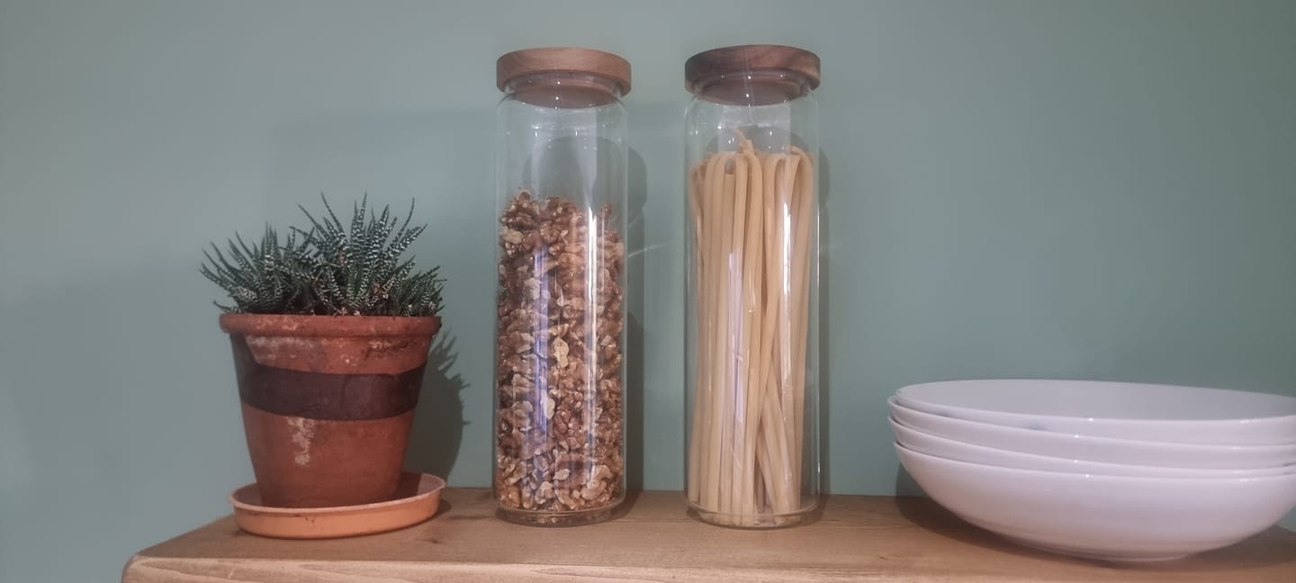Customer photo review of Glass Acacia Pantry Jars