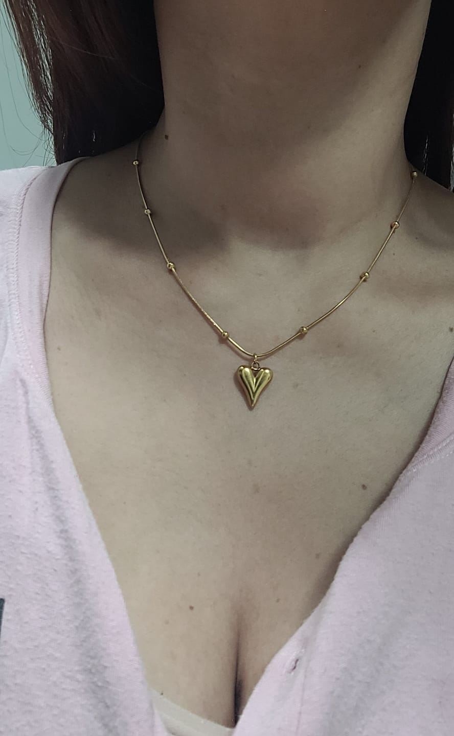 Customer photo review of Colar Life Love Coração Banhado em Ouro 18K
