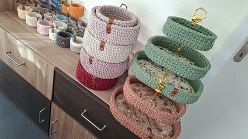 Customer photo review of Label-Set "Handmade With Love" Kunstleder Label für Häkelkörbe, Label aus Kunstleder - CS0050