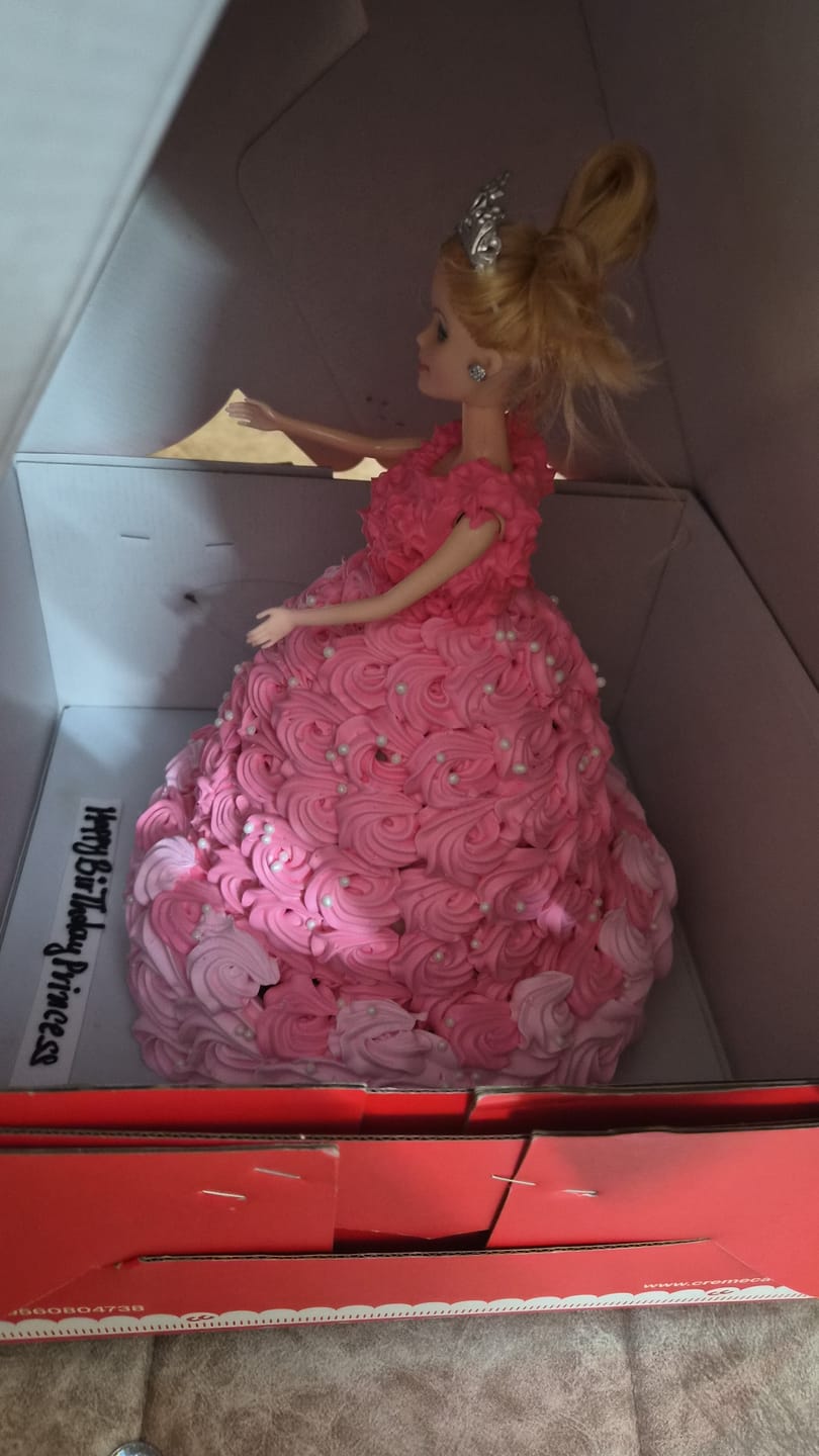 Customer photo review of Barbie Pink Floral Cake
