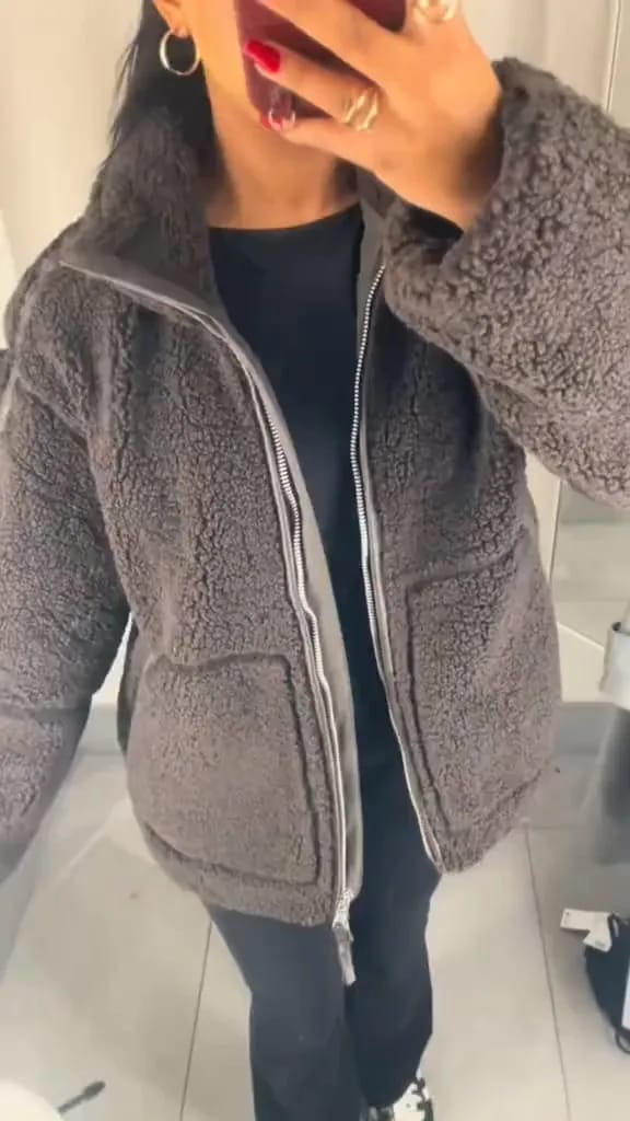 Customer photo review of Susan Zip Up Teddy Jacket