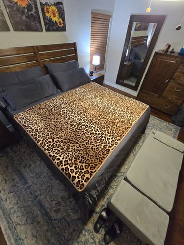 Customer photo review of Leopard Splash Blanket