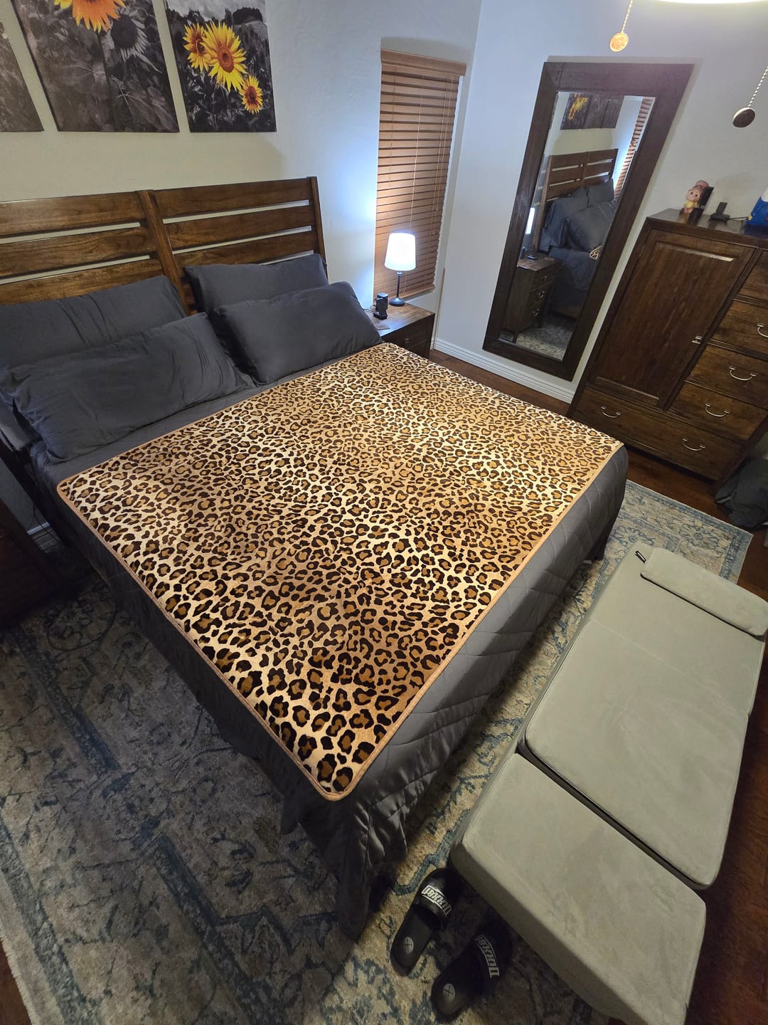 Customer photo review of Leopard Splash Blanket