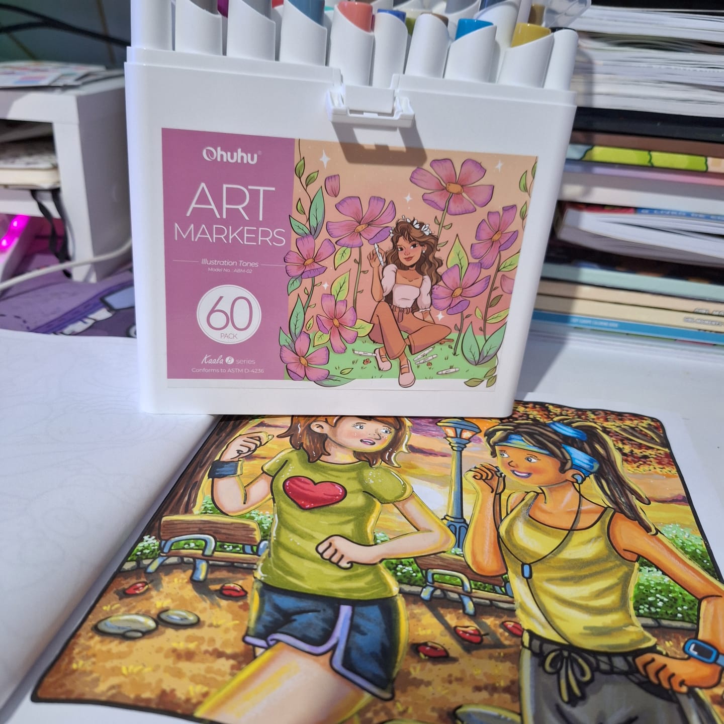 Customer photo review of Ohuhu Kaala Dual Tips Alcohol Art Markers- 60 Colors Illustrations