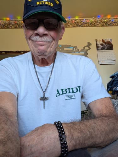 Customer photo review of Nailed to the Cross Galatians 2:20 Necklace - Helps Pair Veterans With A Service Dog Or Shelter Dog