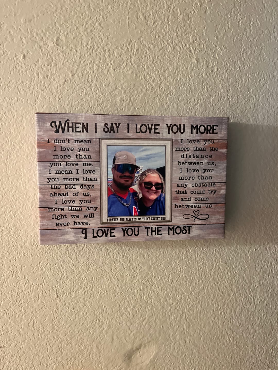 Customer photo review of Personalized Canvas Prints, Custom Photos, Loving Gift For Couple, Couple Gift, Anniversary Gift, When I Say I Love You More Dem Canvas