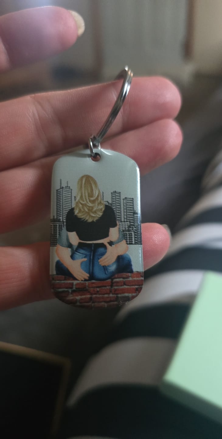 Customer photo review of Drive Safe - Personalized Engraved Stainless Steel Keychain