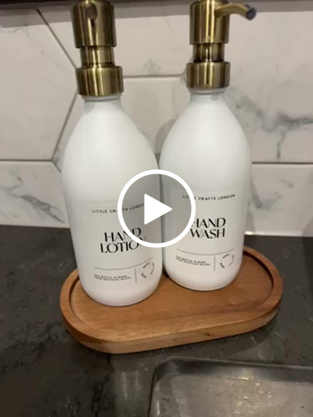 Customer video review of Set of 2 Milky White Glass Bottle 500 ML with Metal Pump & Small Tray (White Label)