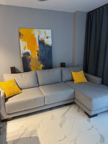 Customer photo review of Abstract Orange Gray Painting #ABAV13
