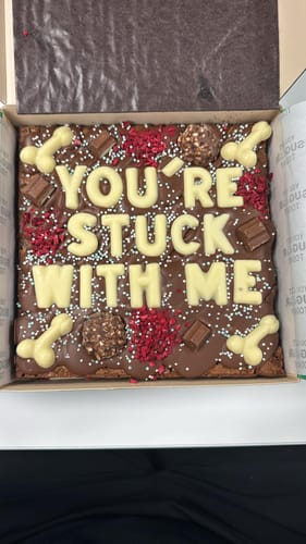 Customer photo review of Custom message dick brownie