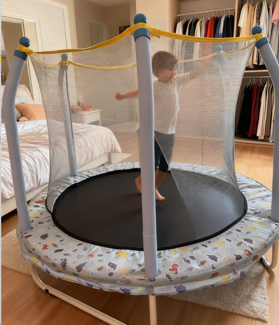 Customer photo review of Blue Print Mini Indoor Trampoline With Enclosure