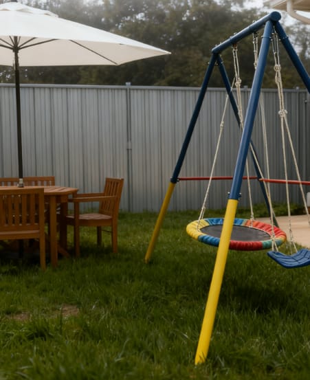 Customer photo review of Backyard Heavy Duty Frame Metal Swing Set For Kids