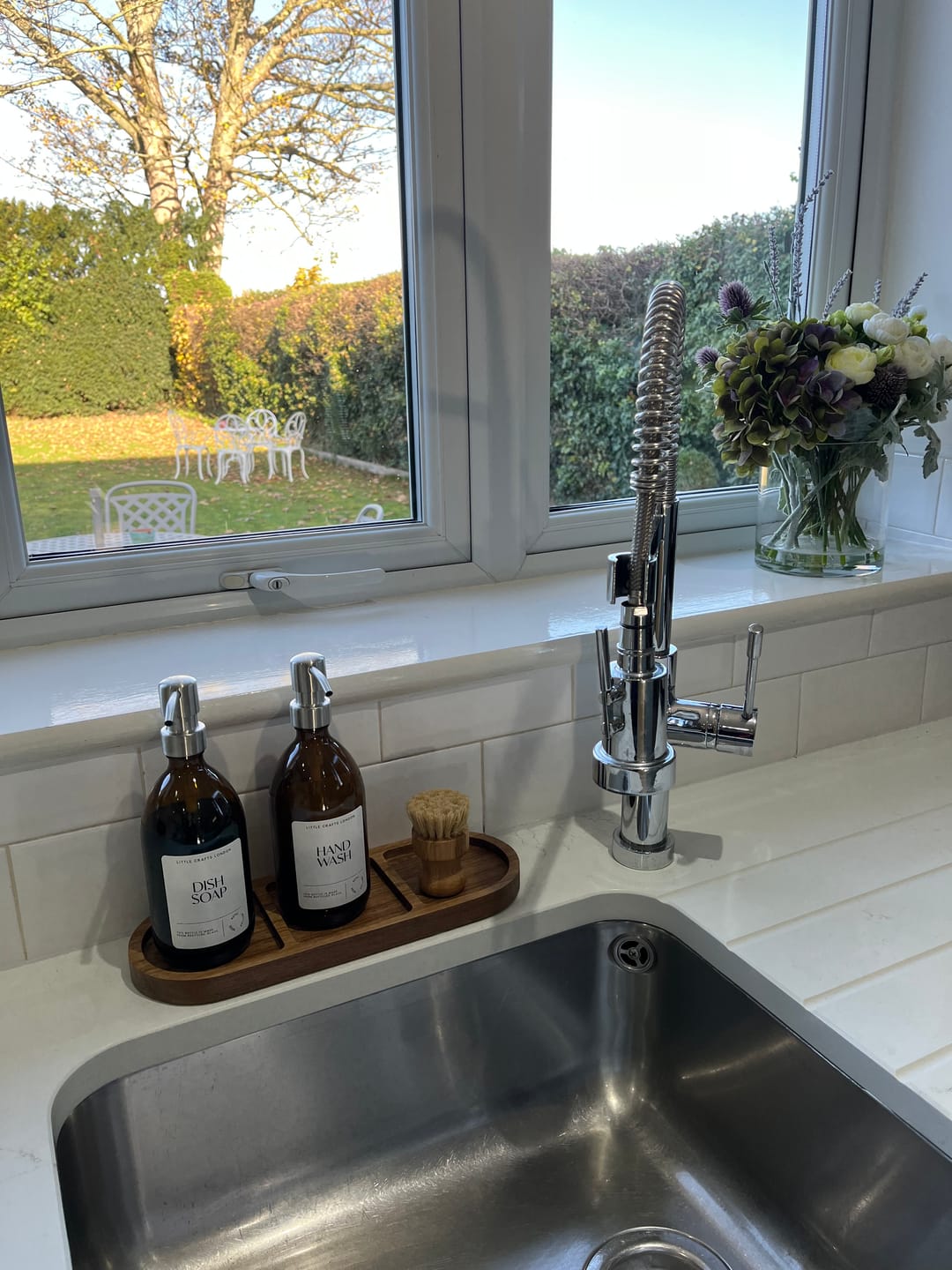 Customer photo review of Set of 2 Amber Glass Bottles 500 ML Long tray & Dish Brush