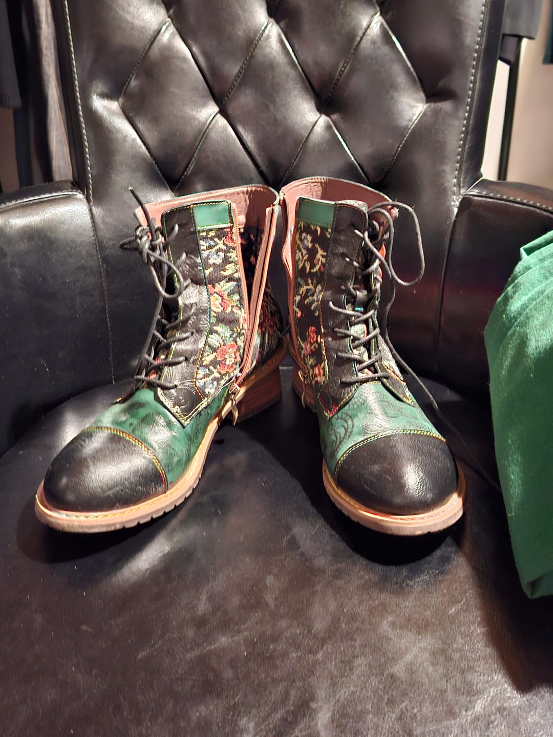 Customer photo review of Vintage Handmade Stunning Floral Ankle Boots