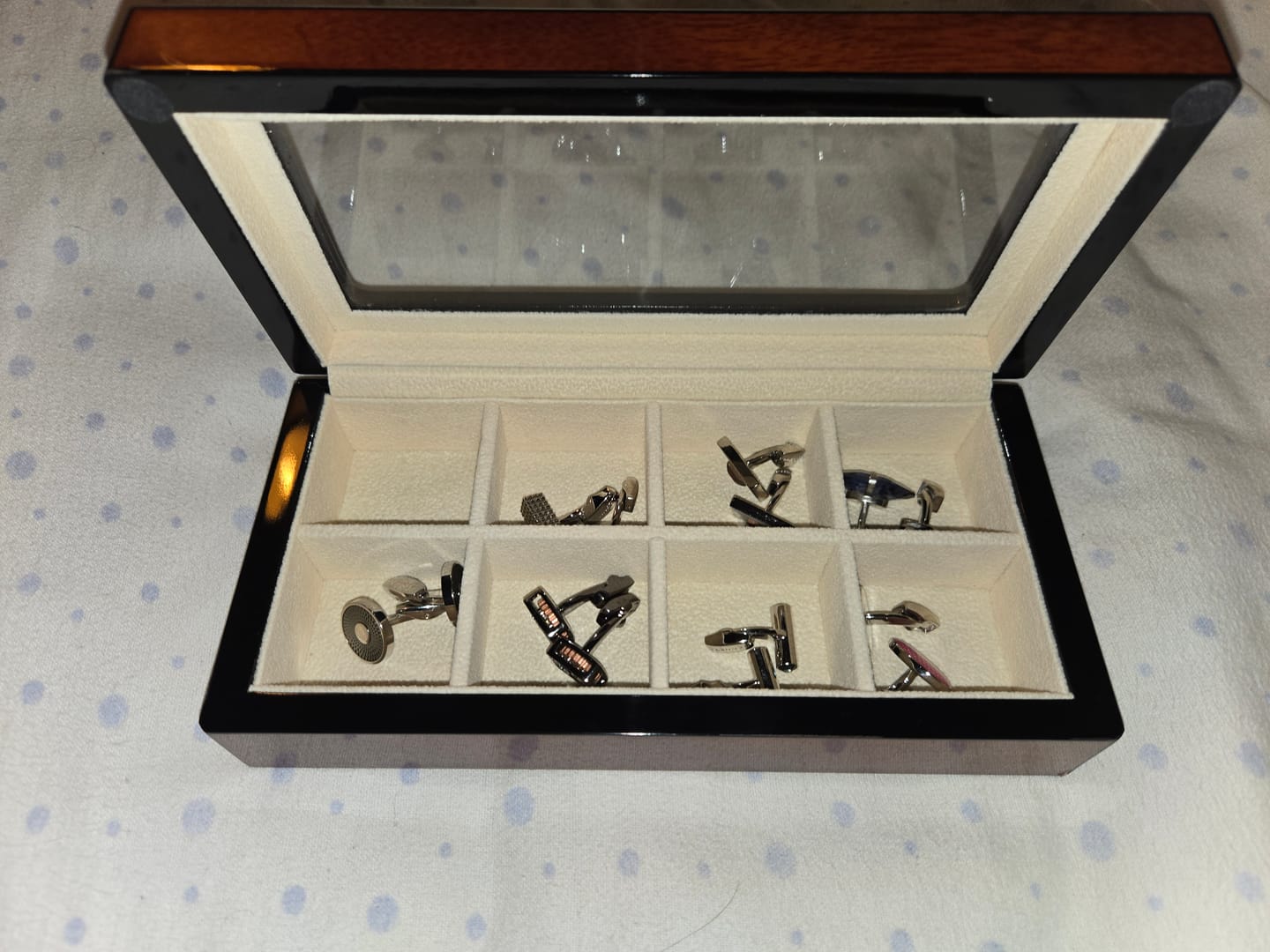 Customer photo review of Kennett Freddie Cufflinks – Silver Geometric Aviation-Inspired Design