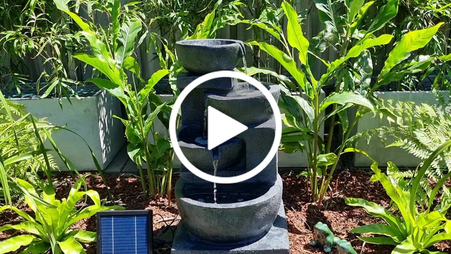 Customer video review of Solar Powered 4-Tier Bowls Water Fountain - Dark 72cm