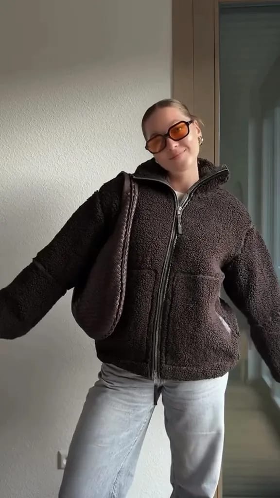 Customer photo review of Susan Zip Up Teddy Jacket