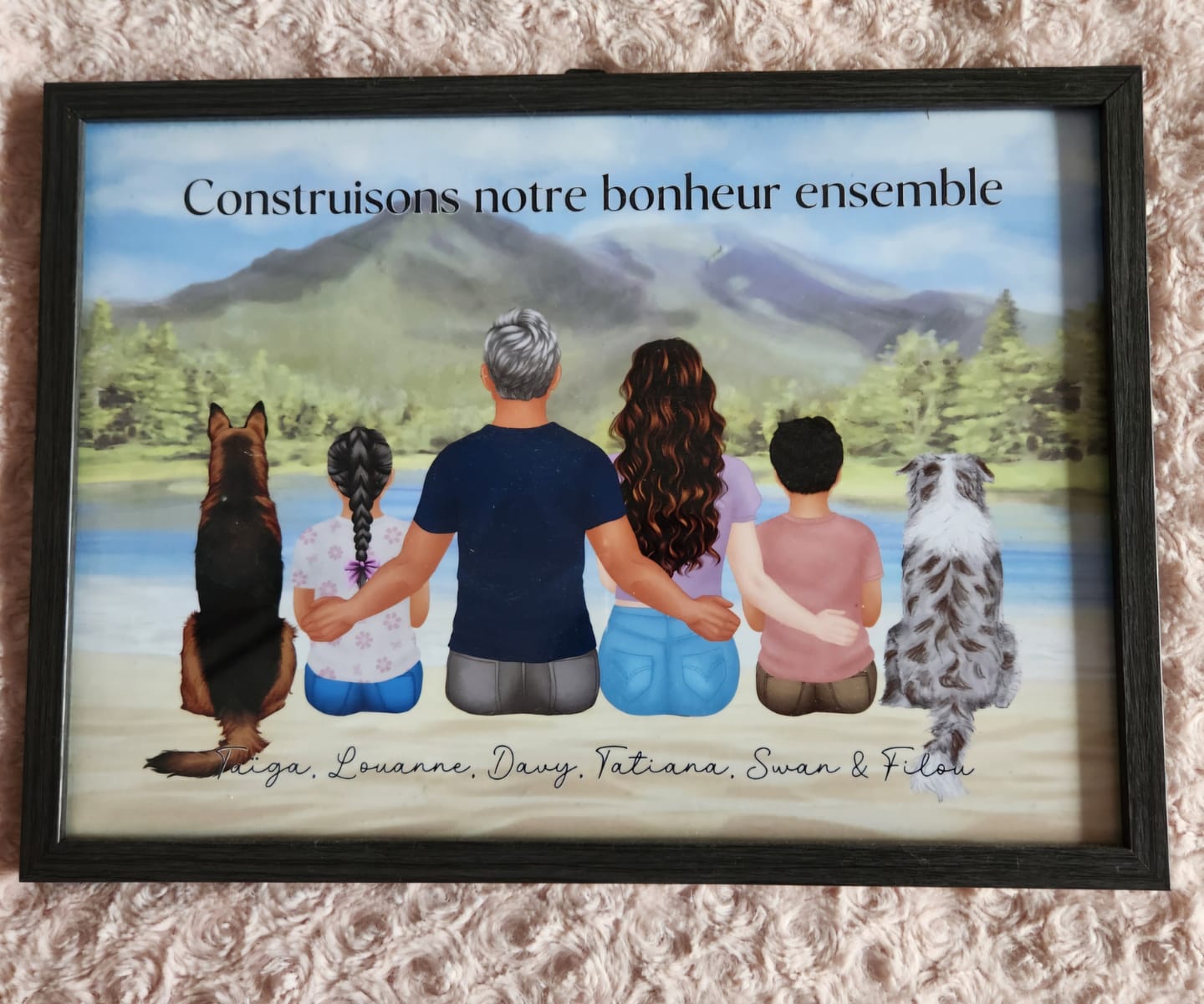 Customer photo review of Affiche Personnalisée - Couple & Animaux Chat Chien et Lapin