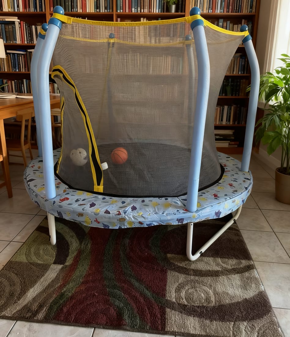 Customer photo review of Blue Print Mini Indoor Trampoline With Enclosure