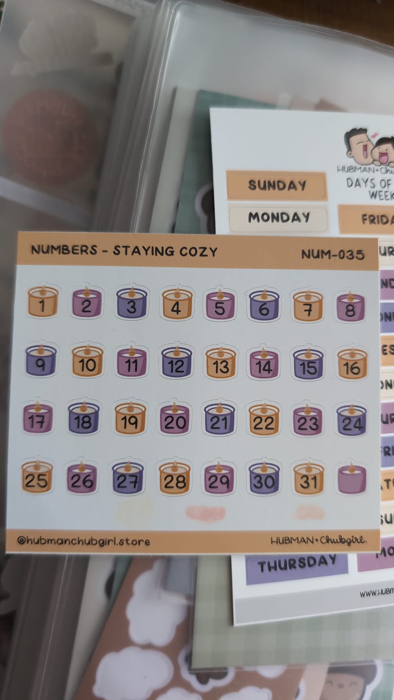 Customer photo review of Numbers - Staying Cozy Planner Stickers