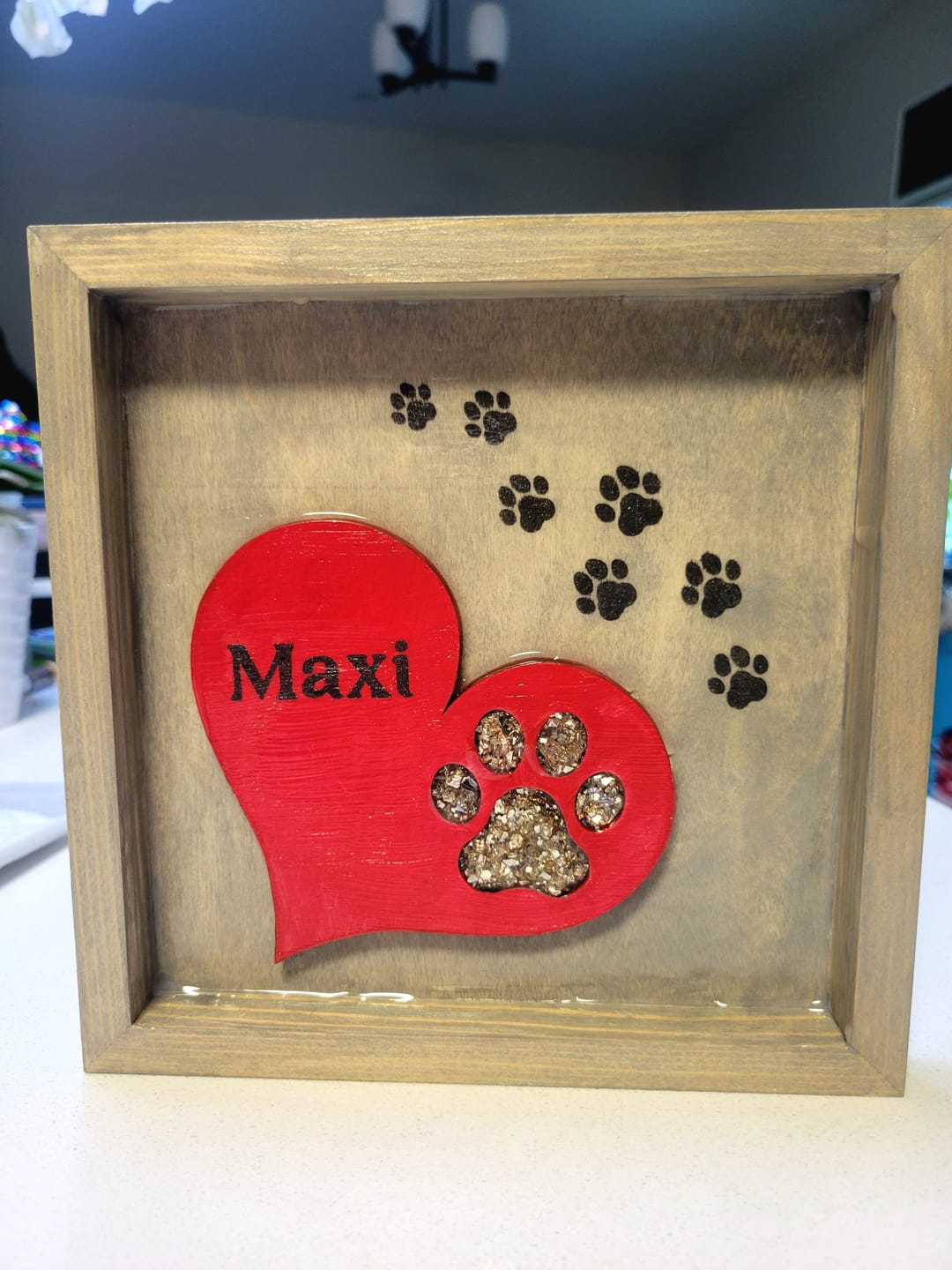 Customer photo review of Unfinished Wood Pawprint Heart Shape | Valentine's Day | Pet | DIY Craft Cutout | Up to 46"