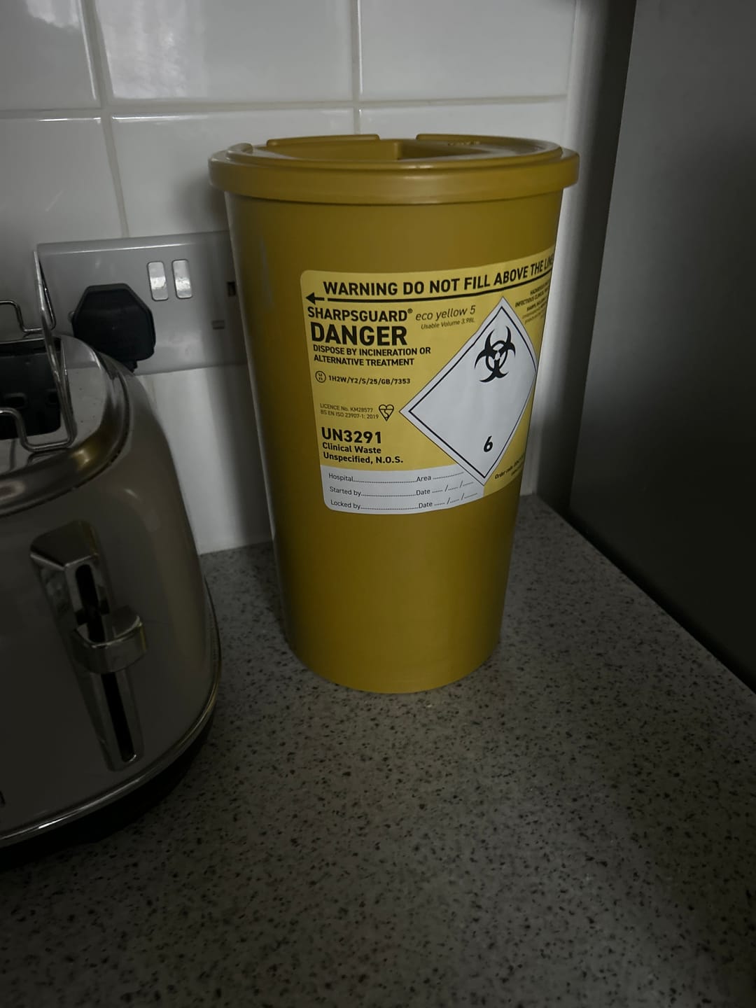 Customer photo review of Sharpsguard Yellow Sharps Bin - 5 Litre Sharps Bin