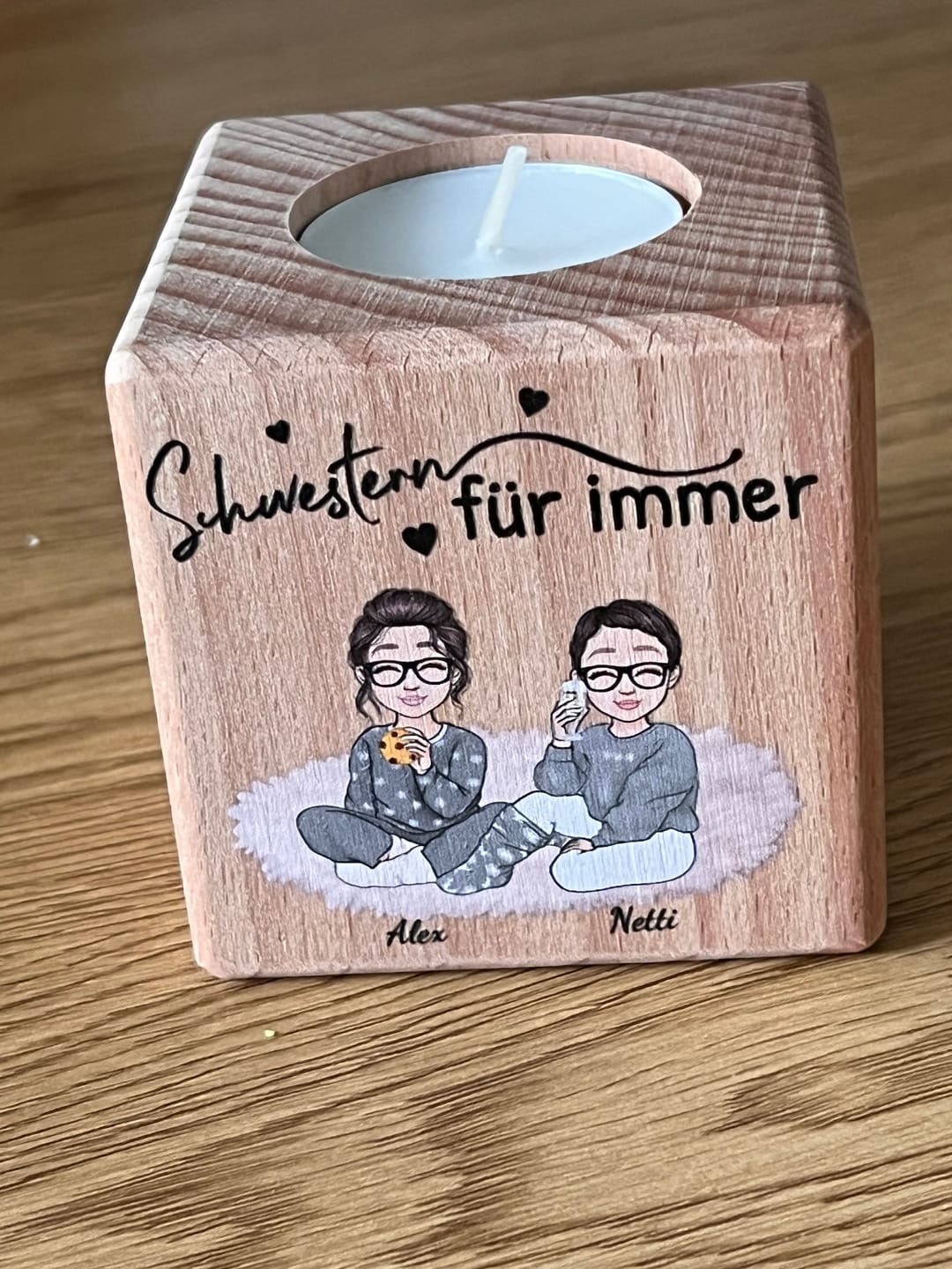 Customer photo review of Herzensmenschen - Personalisierter Kerzenwürfel