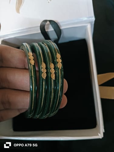 Customer photo review of “Hallmark Green Divya Shringar Bangle” (Pack of 1 Pair) (2 pis)