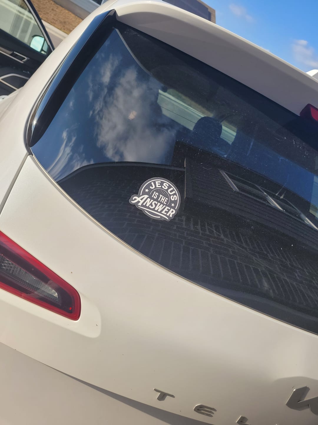 Customer photo review of Jesus Is The Answer Decal