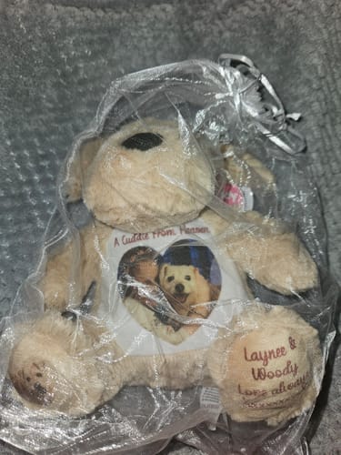 Customer photo review of A Cuddle from Heaven Personalised Photo Teddy Bear