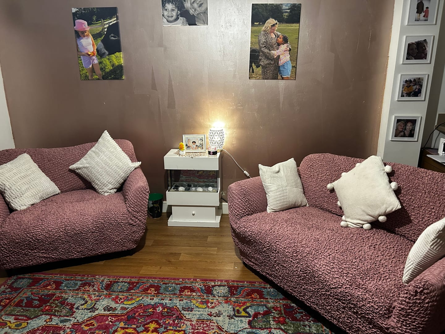 Customer photo review of 2 Seater Sofa Cover - Pink, Microfibra