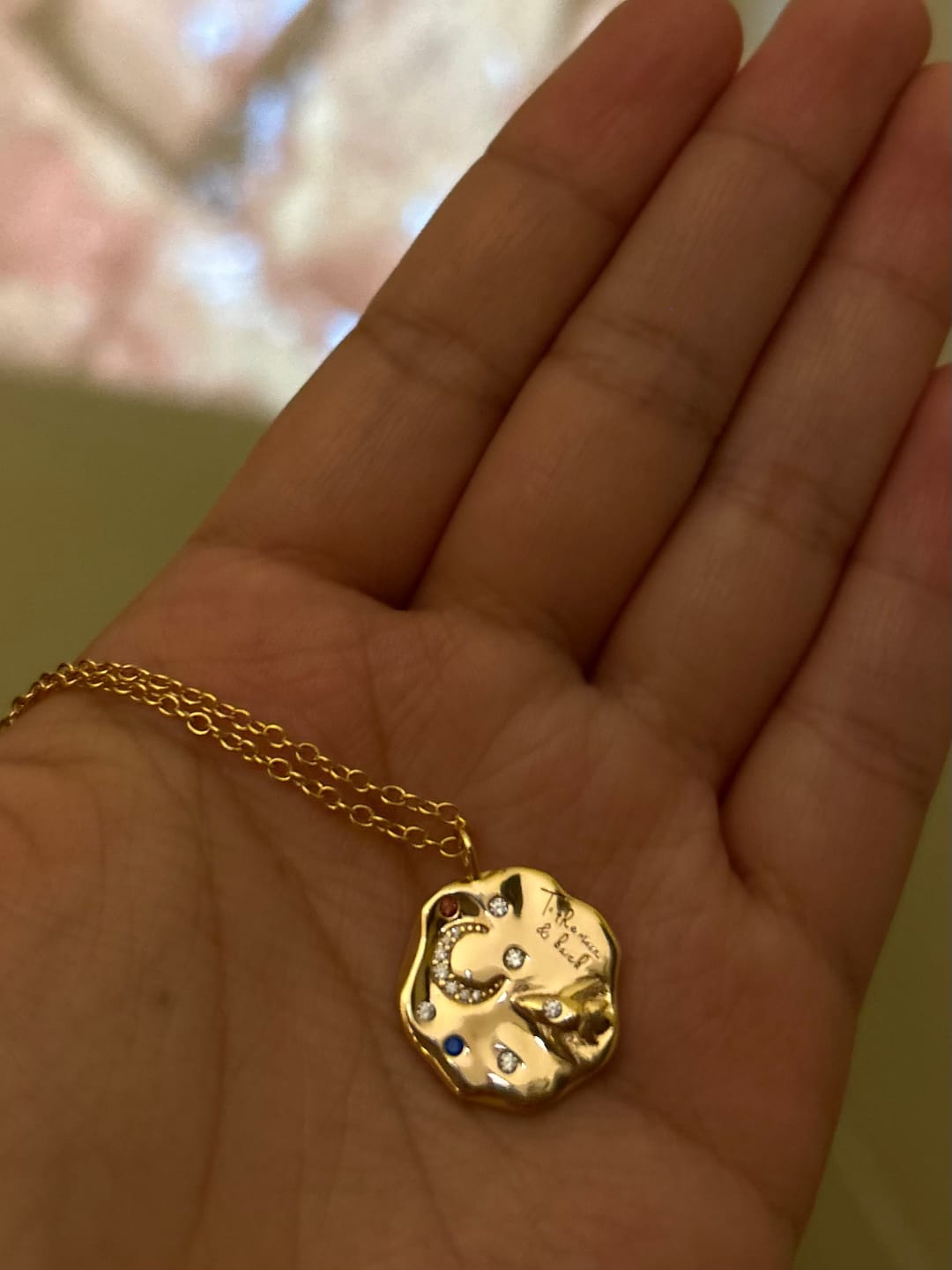 Customer photo review of Pre-order: To The Moon & Back Necklace - Gold