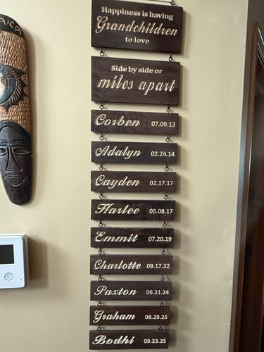 Customer photo review of Personalized Grandkids Hanging Sign | 2024 Version Engraved Design