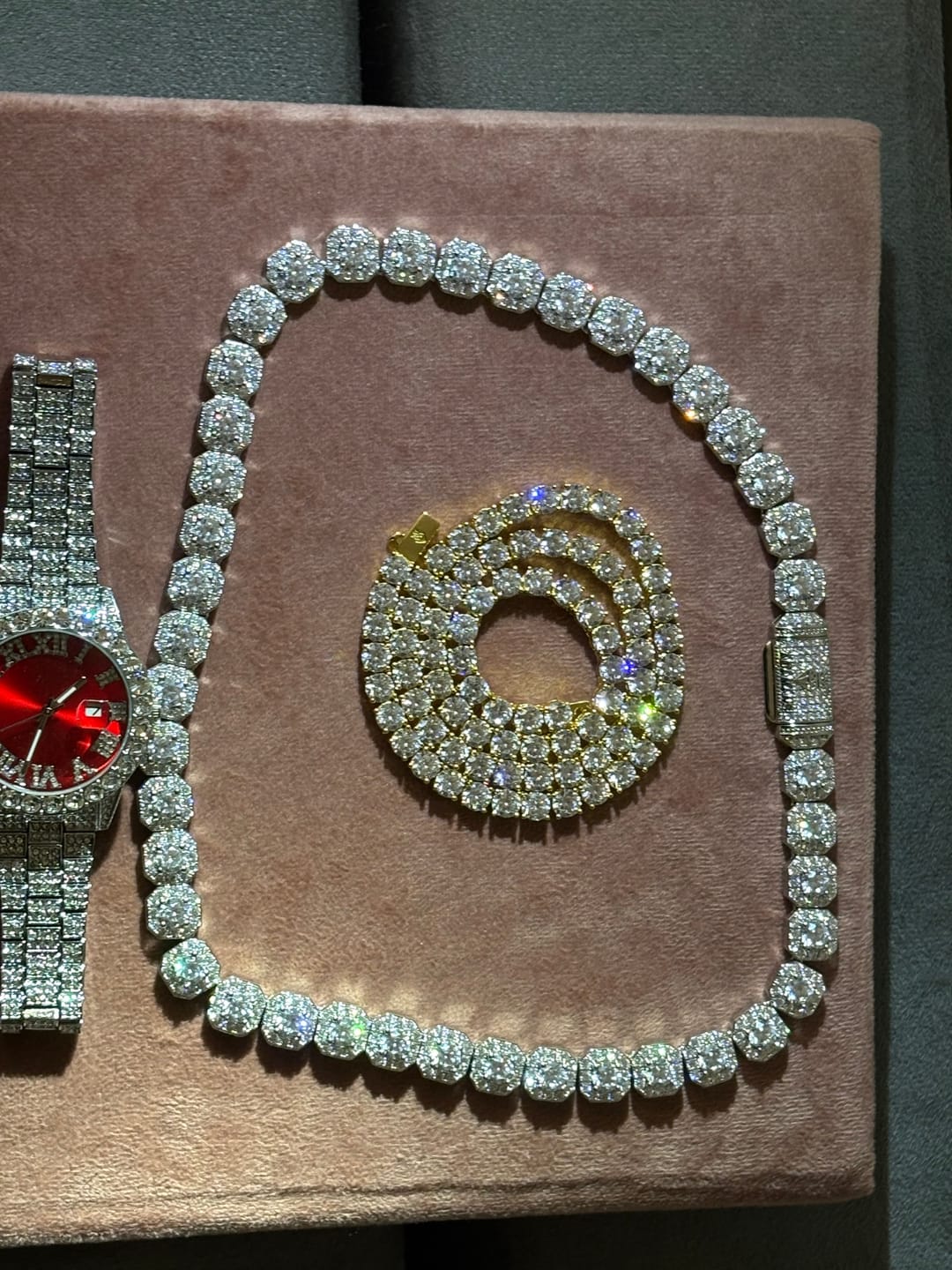 Customer photo review of 6mm Moissanite Tennis Chain - 18k Vermeil - D Colour - VVS1