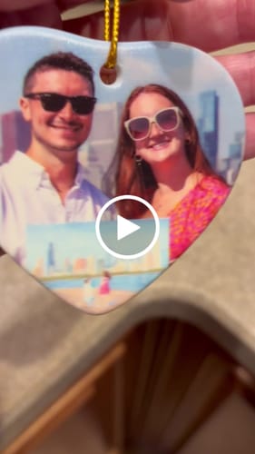 Customer video review of Engagement Ornament - Custom Map & Photo Gift Heart-shaped Ceramic Ornament