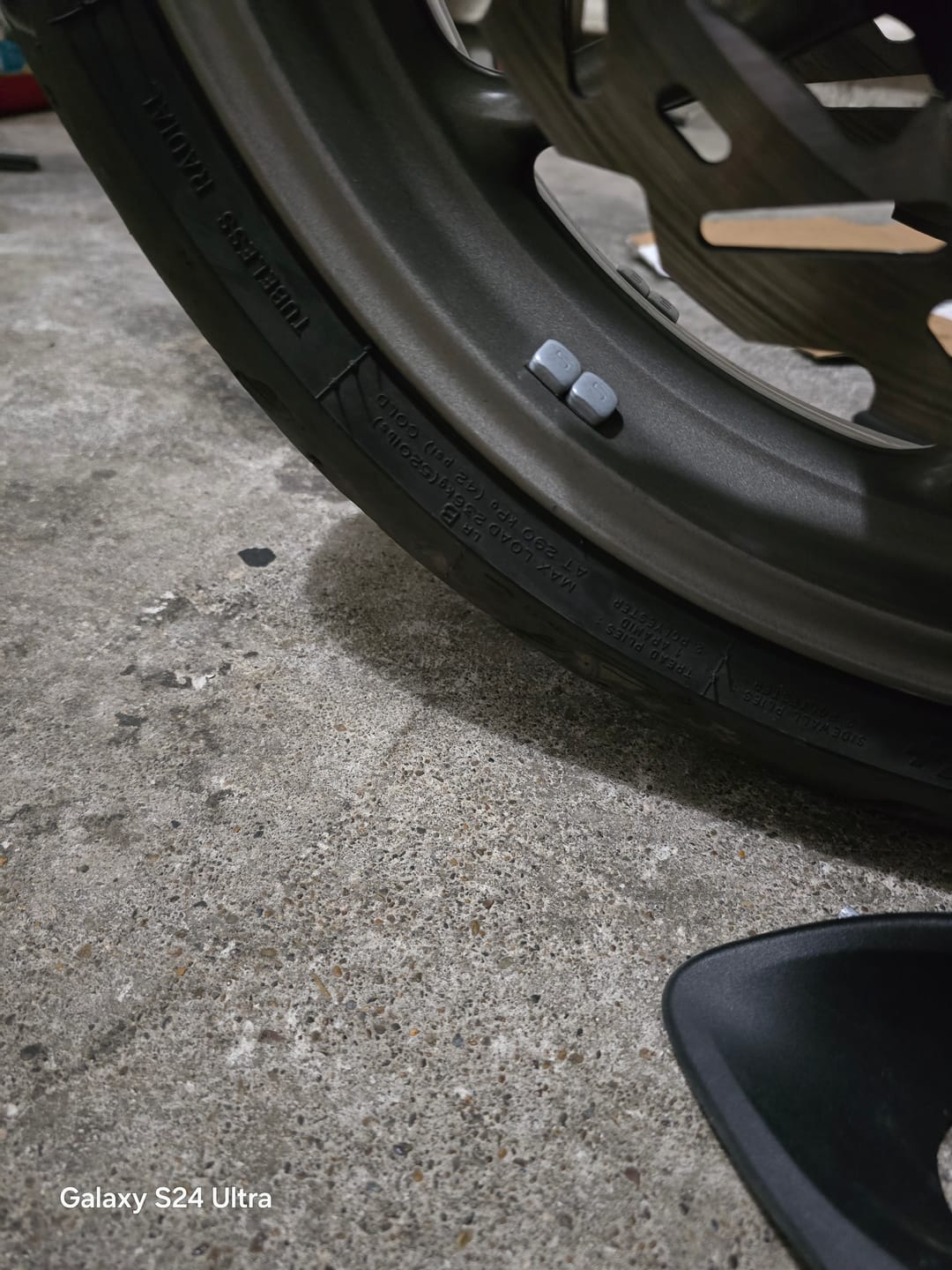 Customer photo review of Rabaconda Motorcycle Wheel Weights