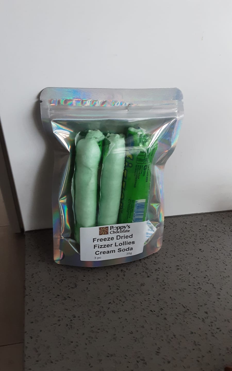 Customer photo review of Freeze Dried Fizzer Cream Soda Lollies