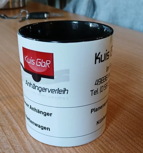 Customer photo review of TassenExpress - Becher Keramik Tasse mit Logo bedruckt 325ml Firmenlogo