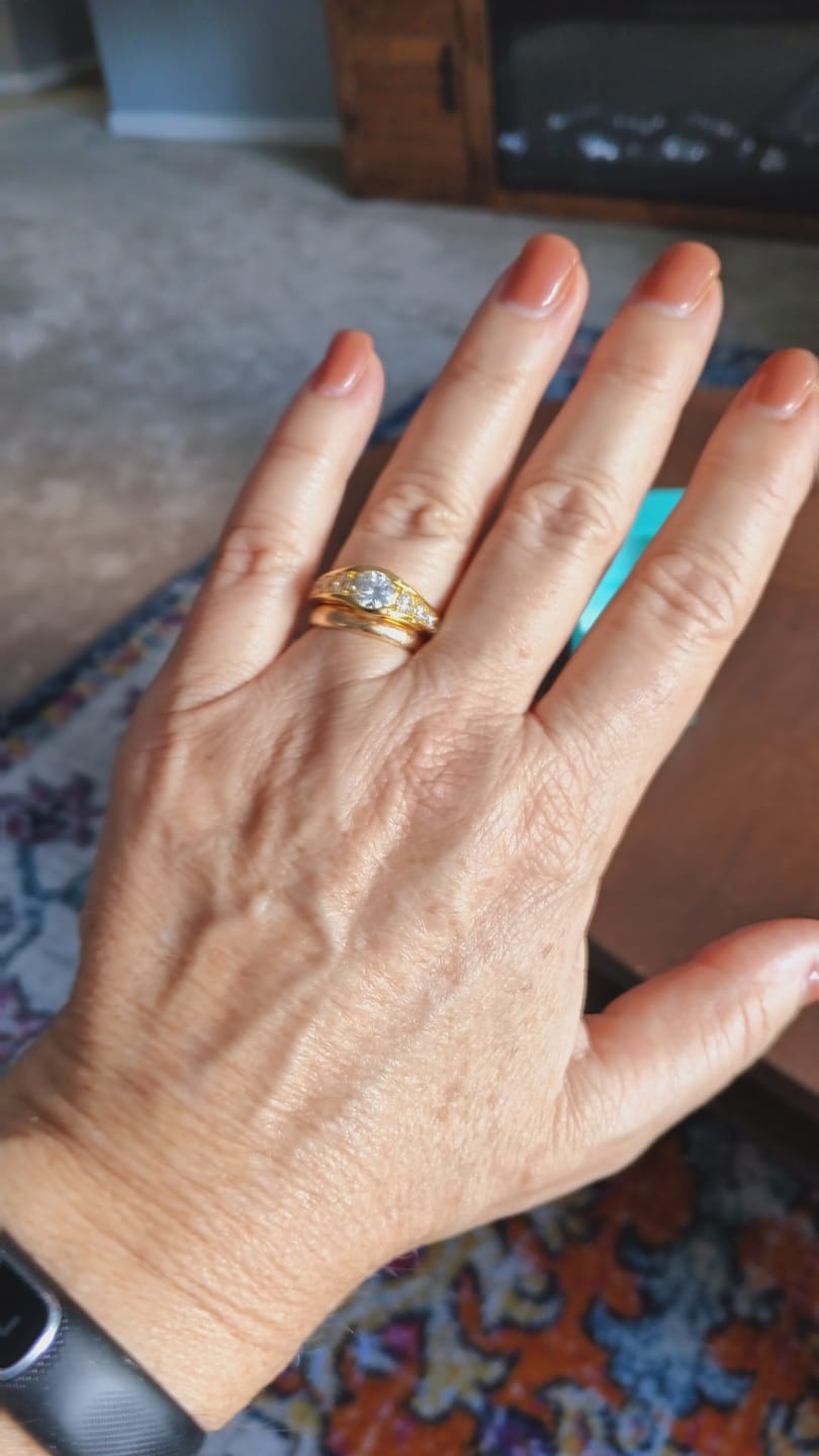 Customer photo review of Bezel Round Moissanite Channel Euro Shank Engagement Ring